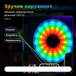 Світлодіодна LED лампа MJ-451 кільцева RGB 45 см зі і пультом керування - мініатюра 6