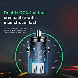 Адаптер автомобільний BASEUS Circular Plastic A+A PPS 2USB, 5 A, QC 3.0 CCALL-YD01 - мініатюра 6