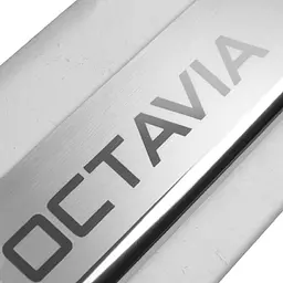 Накладки на пороги для Skoda Octavia A7 2014-2020 Нержавіюча сталь із загином та Логотипом 8 шт (Premium P-SK11) - мініатюра 2