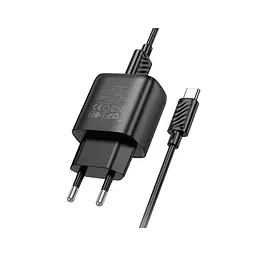 Зарядний пристрій HOCO C140A Smart USB QC 3.0 + кабель USB-A — USB-C чорний (6942007627825) - мініатюра 5
