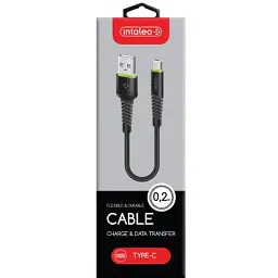 Дата кабель USB 2.0 AM to USB-C 0.2m black Intaleo (1283126487446) - миниатюра 2