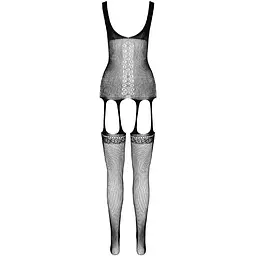 Бодістокінг Passion ECO BS007 Black, з доступом, силуетний малюнок, імітація підв’язок - мініатюра 4