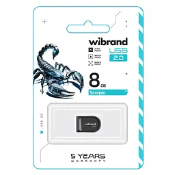 USB флеш накопичувач Wibrand 8GB Scorpio Black USB 2.0 (WI2.0/SC8M3B) - мініатюра 2