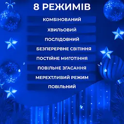 Гірлянда-штора Роса 200 LED розмір 3*2 м, синій GarlandoPro 173302BL - мініатюра 27