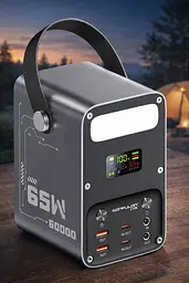 Потужний PowerBank 60000 mAh 65 W PD для ноутбуків з DC виходом та ліхтарем
