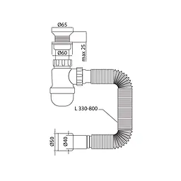 Сифон для умивальника Mixxus SU-06-A 1 1/2"×40 з пластиковим випуском MI8183 - мініатюра 2