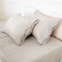 Комплект постільної білизни MirSon Natural Linen Jasmine льон євро бежево-сірий (2200008269074) - мініатюра 2