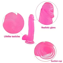 Фалоімітатор Jelly Studs Large 20 см рожевий - мініатюра 5