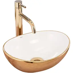 Умивальник Rea Sofia Mini white gold накладний REA-U6334, Золотий