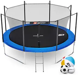 Батут Hop-Sport 12ft (366см) синій із внутрішньою сіткою - мініатюра 1