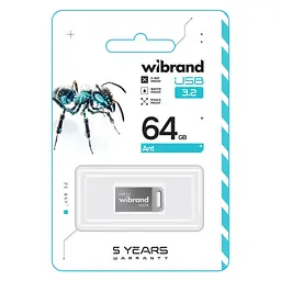 USB флеш накопичувач Wibrand 64GB Ant Silver USB 3.2 Gen 1 (USB 3.0) (WI3.2/AN64M4S) - мініатюра 2