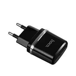 Адаптер живлення Hoco C12 Smart dual USB-набір із кабелем мікро чорний 6957531064114 - мініатюра 4
