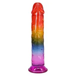 Ділдо Doc Johnson Crystal Jellies 8.5 Inch Classic Dong Rainbow, 21.6 см - мініатюра 4