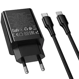 СЗУ Hoco CS95A Leader PD30W+QC3.0 charger set(Cto C)(EU) Black - мініатюра 3