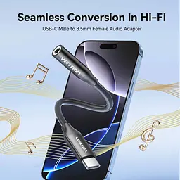 Перехідник USB-C аудіо Jack 3.5мм, Aluminum Alloy, чорний Vention - мініатюра 4
