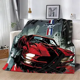 Плед плюшевий на подарунок 3D Ford Mustang 160х200 см