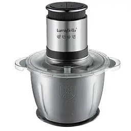 Електричний кухонний подрібнювач-блендер Luma Bella LB-56014 з двома чашами 3 л і 0,6 л для м’яса та овочів 1000 Вт Cірий - мініатюра 3