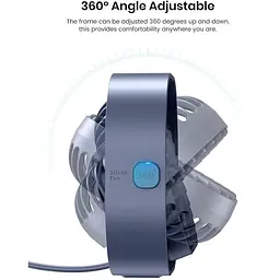 Портативний міні-вентилятор Topk K50 USB charging 360° rotating Gray - мініатюра 3
