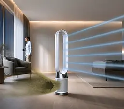 Мобільний безлопатевий вентилятор Germatic LED 1200W / Кондиціонер підлоговий 2в1 з обігрівом та охолодженням AM-018JR сенсор, пульт ДК, автоповорот 80° - мініатюра 3