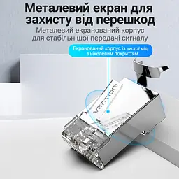 Екрановані мережеві штекери Vention 10 шт. RJ45 Cat.7 FTP 10 Гбіт/с для провідників 23–26 AWG отвори для окремих жил 1,5 мм для одножильних і багатожильних проводів з окремим тримачем жил з позолоченими контактами із затискачем кабелю «ластівчин хвіст» тризубчасті контакти для монтажу потрібен обтискний інструмент для екранованих штекерів із хвостовим затискачем прозорі (IDER0-10) - мініатюра 7