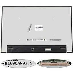 Матриця 16.0" B160QAN02.S (2560*1600 40pin(eDP IPS 1100cd/m2 165Hz) miniLED SLIM(без доп. панелі) матова роз'єм праворуч