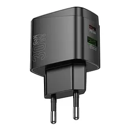 Мережевий зарядний пристрій Hoco CS61A Intelligent balance 1USB/1USB-C PD/QC 30W Black (35804_3605219) - мініатюра 6