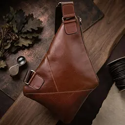 Стильна шкіряна чоловіча сумка через плече Grande Pelle 11358 коричневий - мініатюра 4