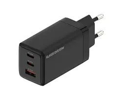 Мережевий зарядний пристрій Glasscove TC-018CCA 65 W GaN Black