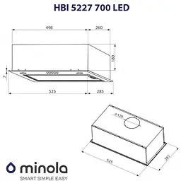 Витяжка вбудована Minola HBI 5227 IV 700 LED - мініатюра 9