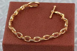 Браслет Xuping Jewelry овальнї колечка 17 см 8 мм золотистий - мініатюра 2