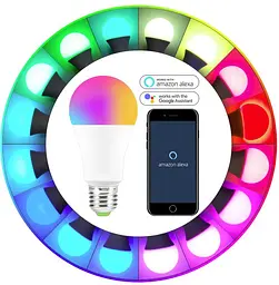 Смарт-лампа WiFi Tuya E27, RGB + CCT, розумна світлодіодна лампочка з мікрофоном для дому - мініатюра 4