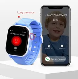 Дитячий смарт годинник Lemfo DF89 на Android 8.1 з 16GB пам'яті, GPS трекером, SIM-картою, прослуховуванням та TikTok, YouTube, Instagram, Google До 5 днів роботи Синій - мініатюра 8