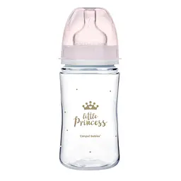 Пляшка з широким отвором антиколікова 240 мл "Royal baby" Canpol babies Рожева