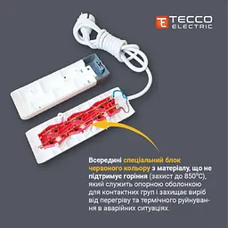 Мережевий подовжувач TECCO 1.5м 2 поста white (8681277843433) - мініатюра 4