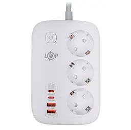 Сетевой фильтр-удлинитель LogicPower LPF-65W-G4, 3x220V-3520W, 2xUSB-60W, 2xType-C 65W QC/PD