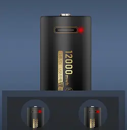 Акумулятор типу D R20 1.5V 12000mWh Type-C Li-ion - мініатюра 4