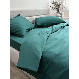 Комплект постільної білизни Ecotton Dark Green євро полісатин темно-зелений (25190) - мініатюра 3