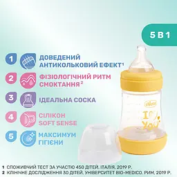 Пляшка для годування Chicco Perfect 5 Love пластикова із силіконовою соскою 150 мл (20211.31.40) - мініатюра 3