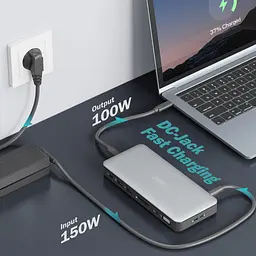 Порт-реплікатор Digitus USB-C > 2xHDMI/DP/2xUSB-A/USB-C/SD/MicroSD/RJ54/DC/Audio (DA-70917) - мініатюра 10