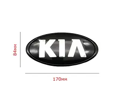 Емблема Kia СТАРОГО ТИПУ Чорна (старий шрифт) 170x84 мм (обід чорний) Пластик (на скотчі + 3 ніжки) (Заводська) - мініатюра 2