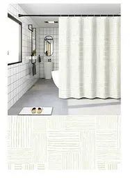 Шторка для ванної Zerix SCP-017-180x200 з PEVA (Візерунок Плитка 3-Д молочна) (ZX6090)