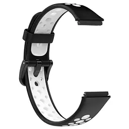 Силіконовий ремінець Primolux Perfor Classic для фітнес браслета Huawei Band 7- Black White - мініатюра 4