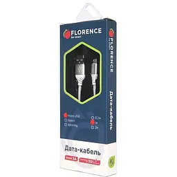 Кабель Florence Technic microUSB 1m 3A White (FL-2204-WM) - мініатюра 2