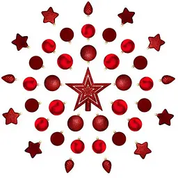 Комплект ялинкових куль і прикрас House of Seasons 40 шт. червоний (8718861796735) - мініатюра 2