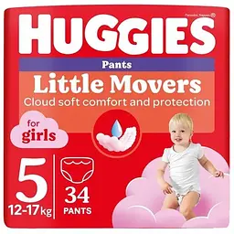 Підгузки Huggies Little Movers/Pants 5 (12-17 кг) для дівчаток 34 шт (5029053564272)
