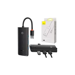 Концентратор Baseus USB 3.0 to 4xUSB 3.0 0.25m black (WKQX030001) - мініатюра 3