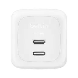 Мережевий зарядний пристрій 2×USB-C GaN PD PPS Belkin BoostCharge Pro 67W White - мініатюра 2