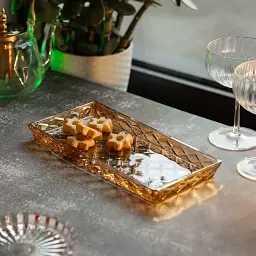 Блюдо для закусок скляне 29.5*13.5*2 прямокутне, коричневий Yiwu HP-YH-57 - мініатюра 5