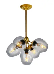Люстра стельова Levistella 756LPR66005-5 GD+CL, E27, 5 ламп, золото, прозоре скло, сучасний стиль
