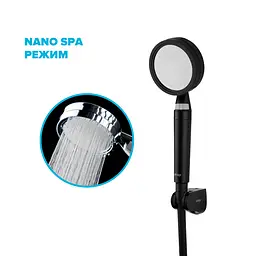 Душовий набір DROP NANO100B+SET (лійка для душу + шланг + кріплення), чорний - мініатюра 2